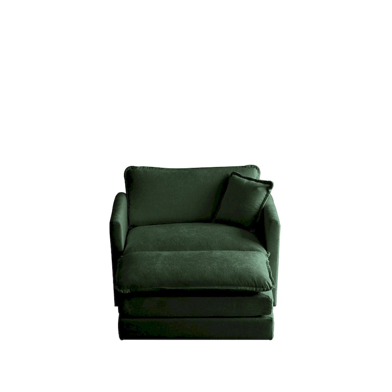 Accent Chair with Ottoman - Chenille Fabric, Solid Wood Frame, 41.4"W x 33"H, 300 lbs Capacity