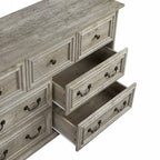7-Drawer Dresser - White Wood Grain, Farmhouse Style, Metal Slides, Embossed Texture, Vintage