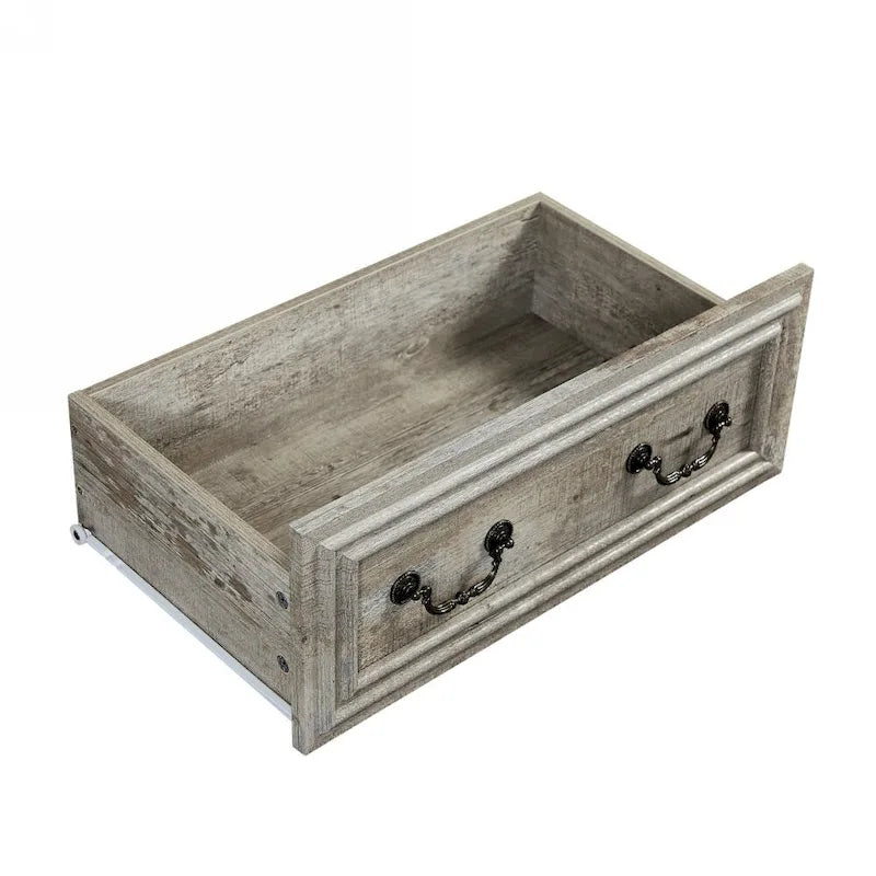 7-Drawer Dresser - White Wood Grain, Farmhouse Style, Metal Slides, Embossed Texture, Vintage