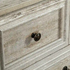 7-Drawer Dresser - White Wood Grain, Farmhouse Style, Metal Slides, Embossed Texture, Vintage