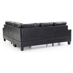 L-Shape Sectional Sofa - Black Faux Leather, Tufted, Pocket Coil, 82"W x 35"H, Compact Design