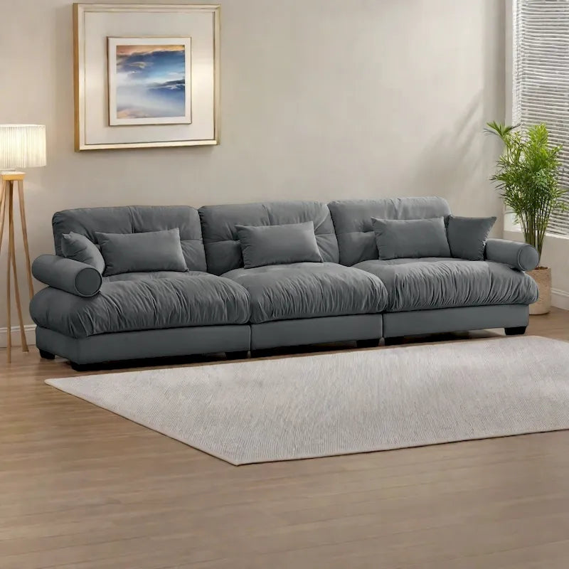 Modular Sectional Sofa - Velvet, 5-Seat, Cloud Cushion, Bolster Armrests, 130"W, Configurable