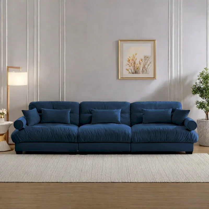 Modular Sectional Sofa - Velvet, 5-Seat, Cloud Cushion, Bolster Armrests, 130"W, Configurable