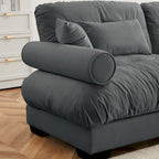 Modular Sectional Sofa - Velvet, 5-Seat, Cloud Cushion, Bolster Armrests, 130"W, Configurable