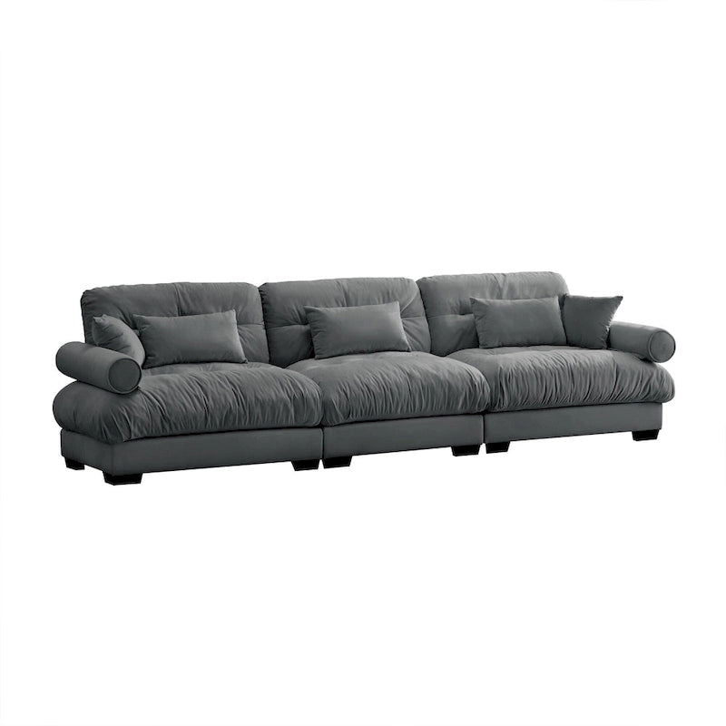 Modular Sectional Sofa - Velvet, 5-Seat, Cloud Cushion, Bolster Armrests, 130"W, Configurable