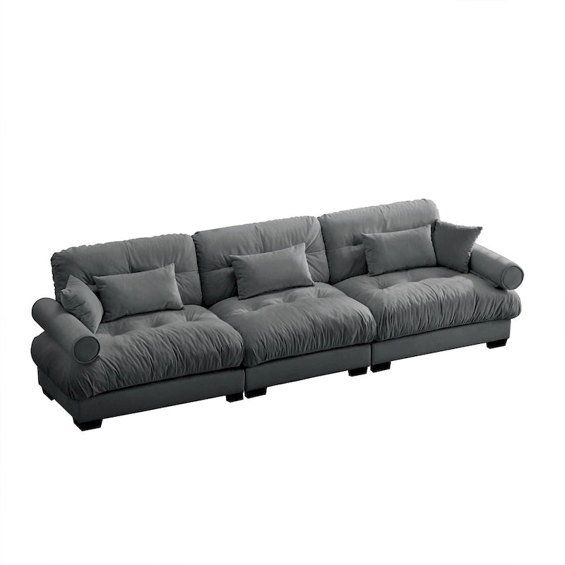 Modular Sectional Sofa - Velvet, 5-Seat, Cloud Cushion, Bolster Armrests, 130"W, Configurable