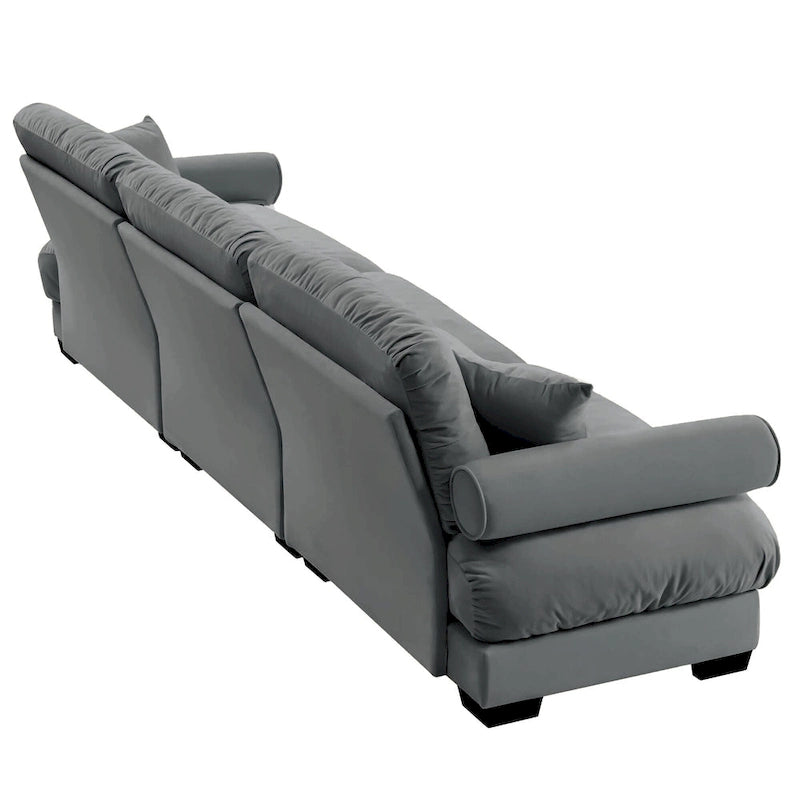 Modular Sectional Sofa - Velvet, 5-Seat, Cloud Cushion, Bolster Armrests, 130"W, Configurable