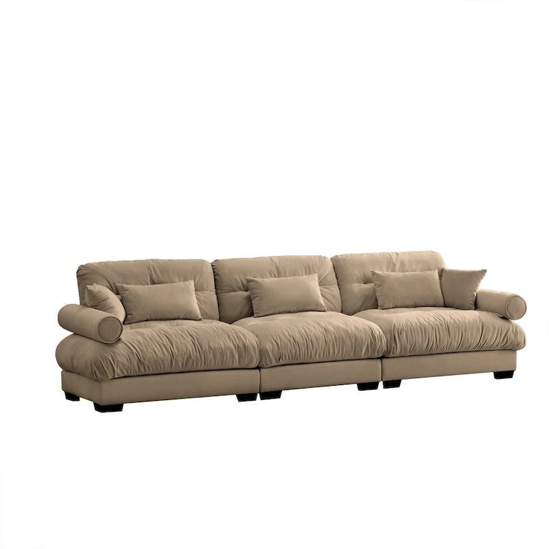 Modular Sectional Sofa - Velvet, 5-Seat, Cloud Cushion, Bolster Armrests, 130"W, Configurable