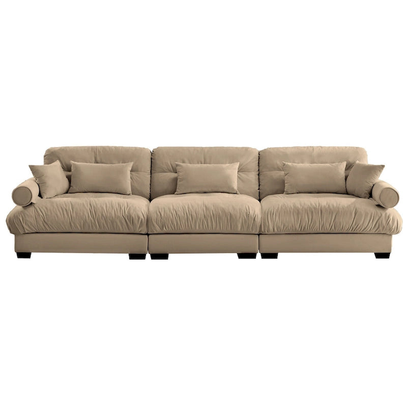 Modular Sectional Sofa - Velvet, 5-Seat, Cloud Cushion, Bolster Armrests, 130"W, Configurable