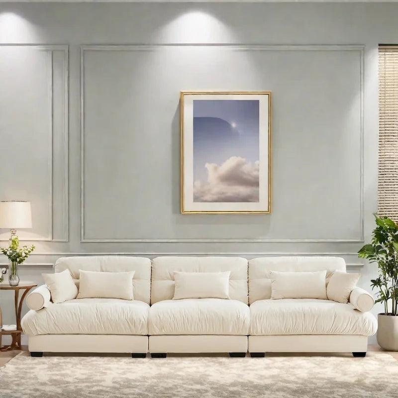 Modular Sectional Sofa - Velvet, 5-Seat, Cloud Cushion, Bolster Armrests, 130"W, Configurable