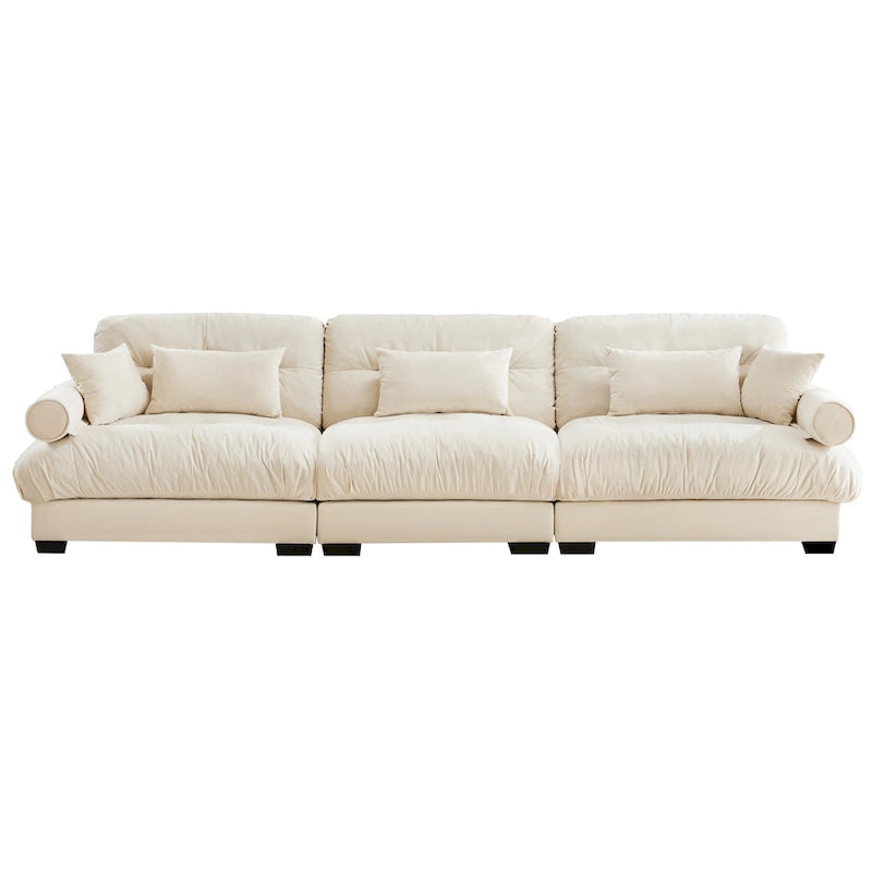 Modular Sectional Sofa - Velvet, 5-Seat, Cloud Cushion, Bolster Armrests, 130"W, Configurable