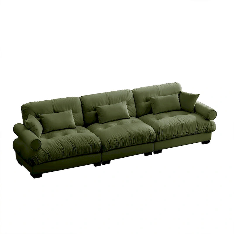 Modular Sectional Sofa - Velvet, 5-Seat, Cloud Cushion, Bolster Armrests, 130"W, Configurable