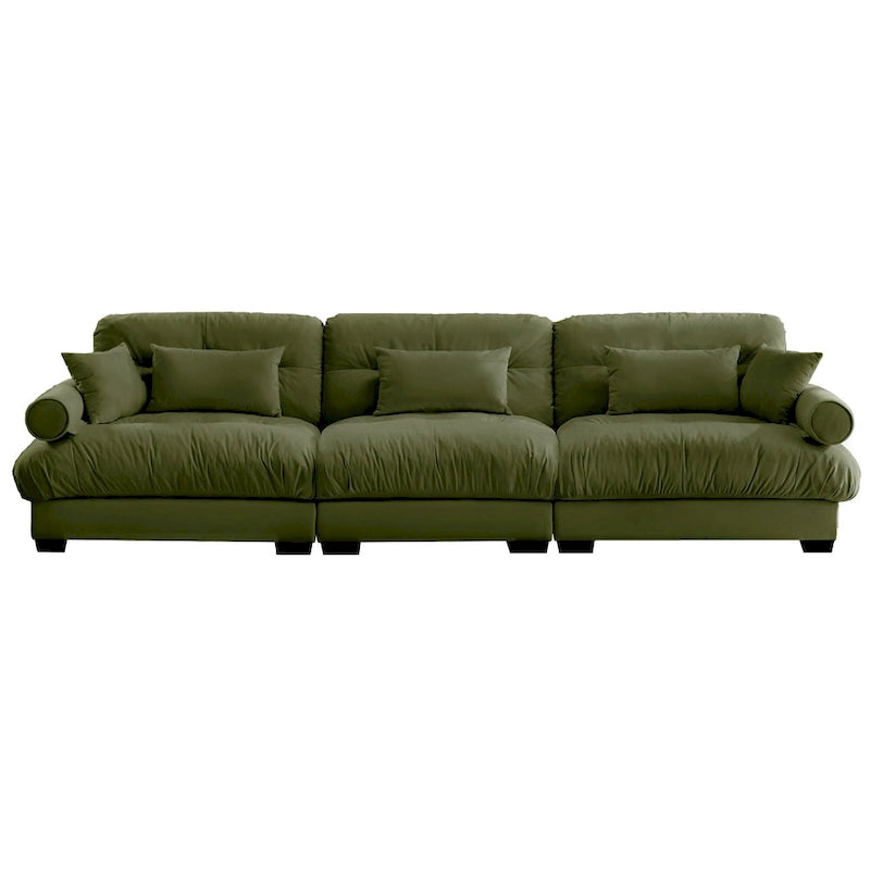 Modular Sectional Sofa - Velvet, 5-Seat, Cloud Cushion, Bolster Armrests, 130"W, Configurable