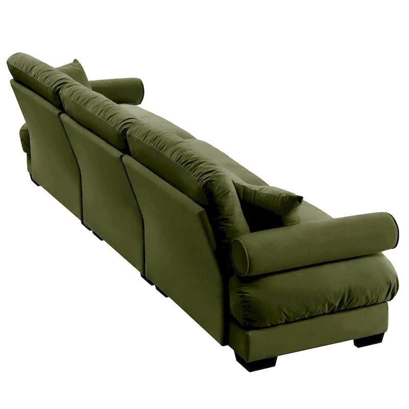 Modular Sectional Sofa - Velvet, 5-Seat, Cloud Cushion, Bolster Armrests, 130"W, Configurable