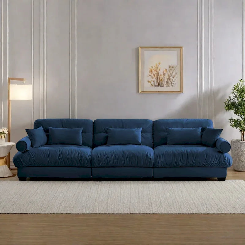 Modular Sectional Sofa - Velvet, 5-Seat, Cloud Cushion, Bolster Armrests, 130"W, Configurable