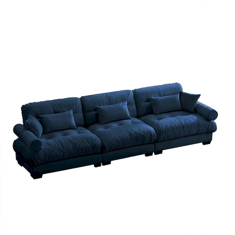 Modular Sectional Sofa - Velvet, 5-Seat, Cloud Cushion, Bolster Armrests, 130"W, Configurable