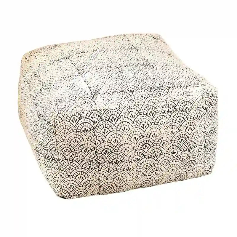 Landry Square Upholstered Floor Pouf Cream