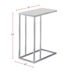 Accent Table - White Tempered Glass Top, Chrome Base, Slides Under Sofa, Multi-Functional