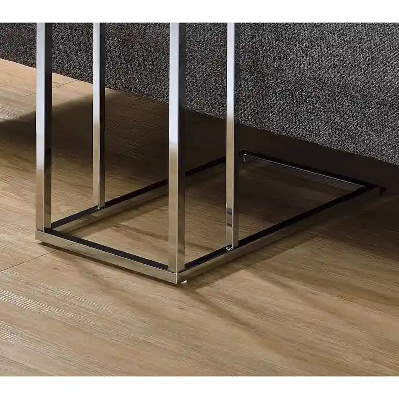 Accent Table - White Tempered Glass Top, Chrome Base, Slides Under Sofa, Multi-Functional