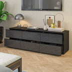 Low Profile Dresser/TV Stand - Black & White, 6 Drawers, 63"W x 19.7"H, Multi-Functional