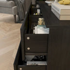 Low Profile Dresser/TV Stand - Black & White, 6 Drawers, 63"W x 19.7"H, Multi-Functional