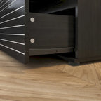 Low Profile Dresser/TV Stand - Black & White, 6 Drawers, 63"W x 19.7"H, Multi-Functional