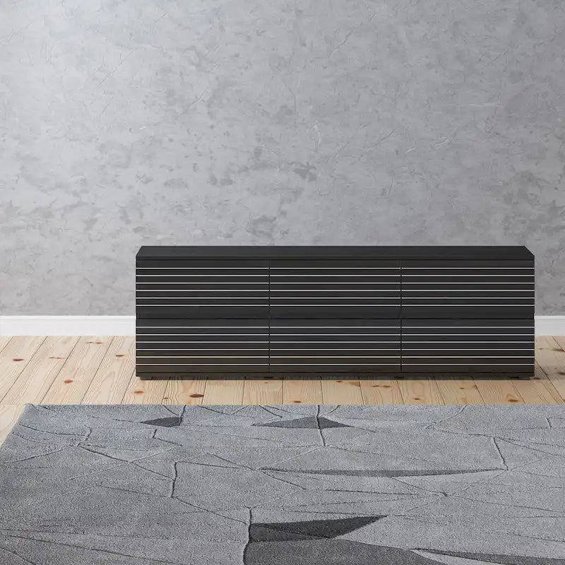 Low Profile Dresser/TV Stand - Black & White, 6 Drawers, 63"W x 19.7"H, Multi-Functional