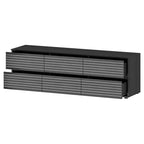 Low Profile Dresser/TV Stand - Black & White, 6 Drawers, 63"W x 19.7"H, Multi-Functional