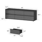 Low Profile Dresser/TV Stand - Black & White, 6 Drawers, 63"W x 19.7"H, Multi-Functional