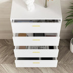 4-Drawer Chest - White, Engineered Wood, Raised Legs, 37.5"W, Modern Space-Saving Design