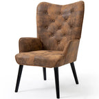 Mid-Century Wingback Accent Chair - Gold Velvet, Tufted Button, Wood Legs, Single Seat, 300 lbs Capacity