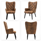 Mid-Century Wingback Accent Chair - Gold Velvet, Tufted Button, Wood Legs, Single Seat, 300 lbs Capacity