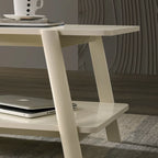 Mid-Century End Table - Wood, Sculptural Design, Storage Shelf, 26.77W x 21.65H