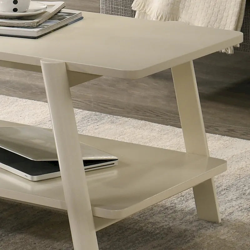 Mid-Century End Table - Wood, Sculptural Design, Storage Shelf, 26.77W x 21.65H