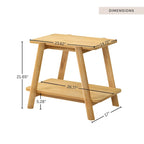 Mid-Century End Table - Wood, Sculptural Design, Storage Shelf, 26.77W x 21.65H