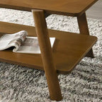Mid-Century End Table - Wood, Sculptural Design, Storage Shelf, 26.77W x 21.65H