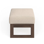Mid-Century Ottoman Stool - Light Beige Upholstery, Walnut Wood Frame, 21.26"W x 16.54"H