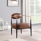 Mid-Century Armchair - Velvet/Faux Leather, Iron Frame, 24"W x 30.5"H, Single Seat, 330 lbs Capacity