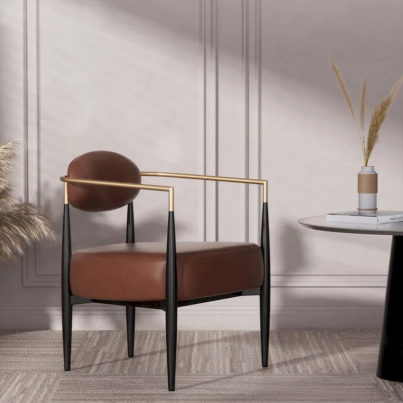 Boucle Dining Chair Living Room Chair with Thickened Plush Seat Cushion and Sleek Metal Frame