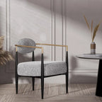 Mid-Century Armchair - Velvet/Faux Leather, Iron Frame, 24"W x 30.5"H, Single Seat, 330 lbs Capacity
