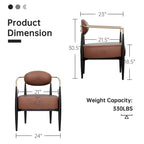 Mid-Century Armchair - Velvet/Faux Leather, Iron Frame, 24"W x 30.5"H, Single Seat, 330 lbs Capacity