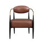Mid-Century Armchair - Velvet/Faux Leather, Iron Frame, 24"W x 30.5"H, Single Seat, 330 lbs Capacity