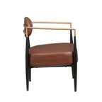 Mid-Century Armchair - Velvet/Faux Leather, Iron Frame, 24"W x 30.5"H, Single Seat, 330 lbs Capacity
