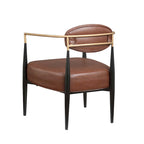 Mid-Century Armchair - Velvet/Faux Leather, Iron Frame, 24"W x 30.5"H, Single Seat, 330 lbs Capacity