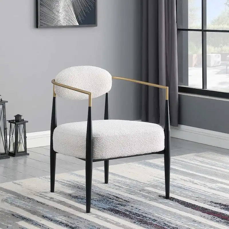 Mid-Century Armchair - Velvet/Faux Leather, Iron Frame, 24"W x 30.5"H, Single Seat, 330 lbs Capacity
