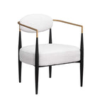 Mid-Century Armchair - Velvet/Faux Leather, Iron Frame, 24"W x 30.5"H, Single Seat, 330 lbs Capacity