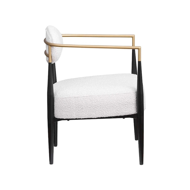 Mid-Century Armchair - Velvet/Faux Leather, Iron Frame, 24"W x 30.5"H, Single Seat, 330 lbs Capacity