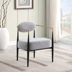Mid-Century Armchair - Velvet/Faux Leather, Iron Frame, 24"W x 30.5"H, Single Seat, 330 lbs Capacity