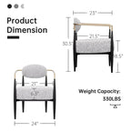 Mid-Century Armchair - Velvet/Faux Leather, Iron Frame, 24"W x 30.5"H, Single Seat, 330 lbs Capacity