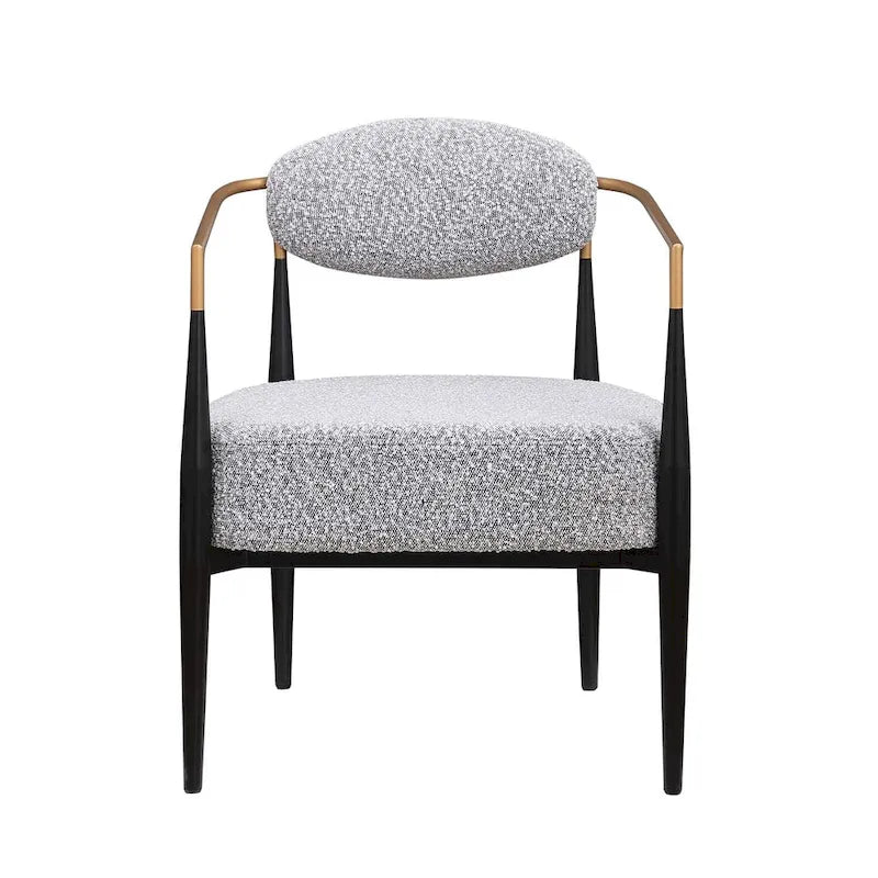 Mid-Century Armchair - Velvet/Faux Leather, Iron Frame, 24"W x 30.5"H, Single Seat, 330 lbs Capacity